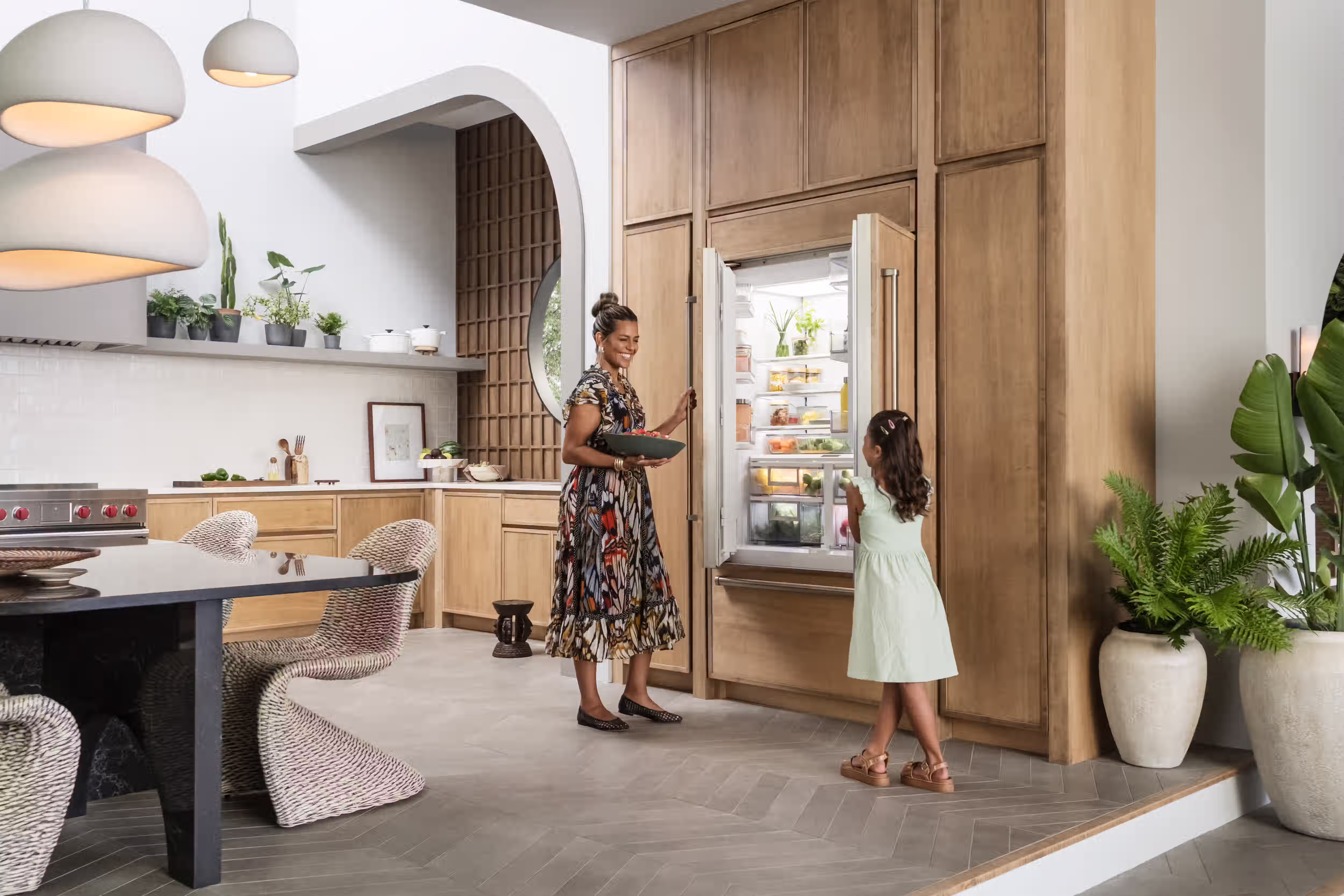 Luxury kitchen featuring Sub-Zero refrigerator and freezer appliances, supported by expert Sub-Zero appliance repair