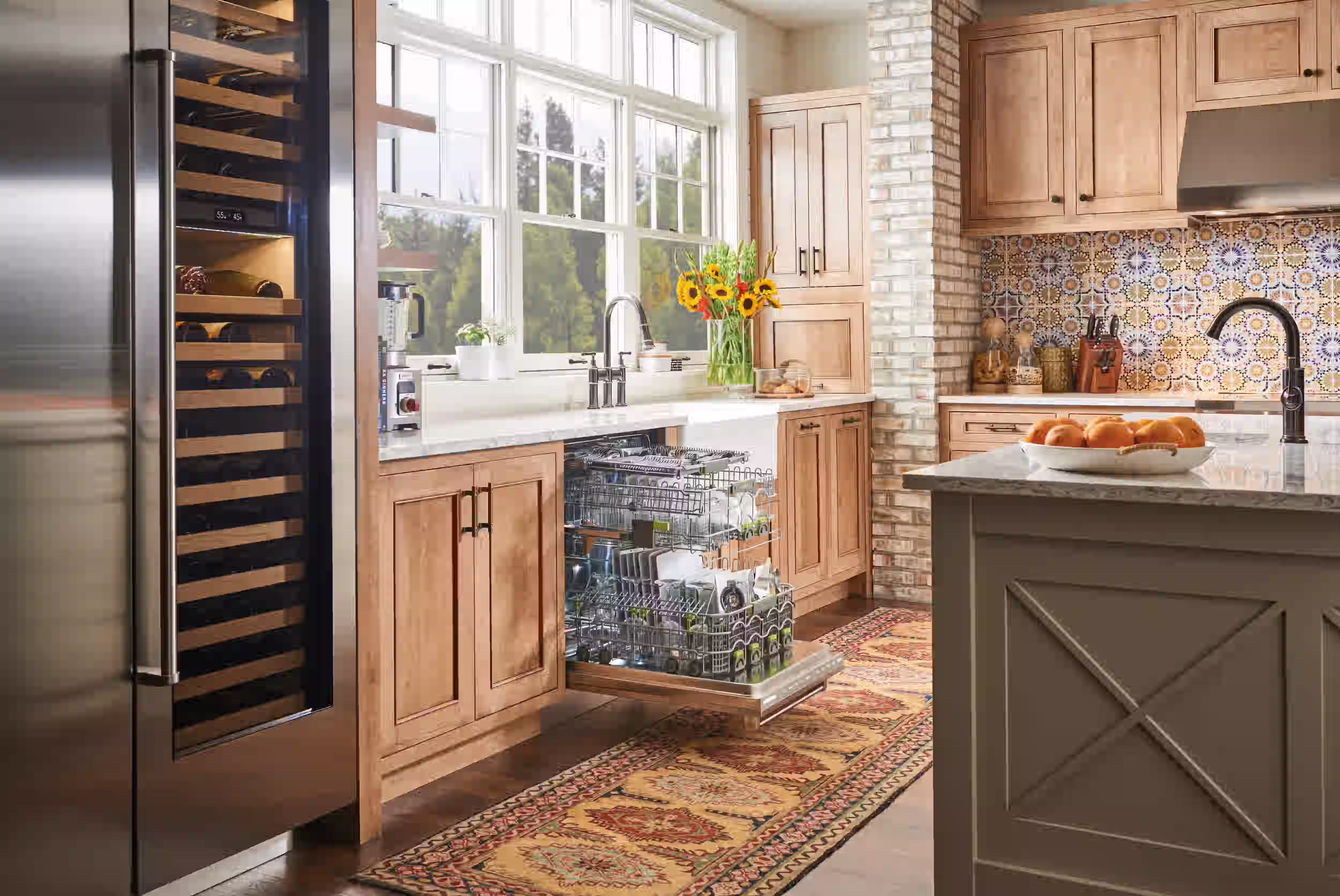 Contemporary kitchen interior showing a Cove dishwasher integrated with custom cabinetry, eligible for Cove dishwasher repair services